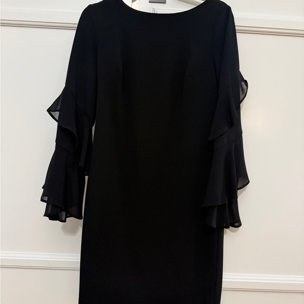 Calvin Klein Black Long Sleeve Dress with Ruffles